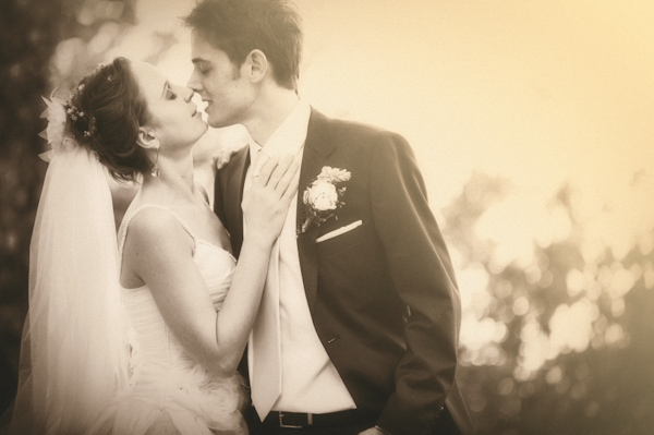 sepia toned photo of the happy couple - wedding photo by Australia based wedding photographer Natasha Du Preez